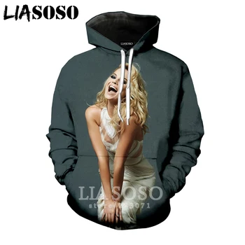 

LIASOSO 2019 Winter New Men Women Fashion Sweatshirt 3D Print Actor Margot Robbie Hoodie Long Sleeve Harajuku Pullover B086-06