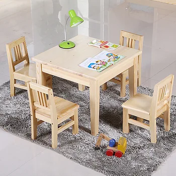 

Children Furniture Sets 1 desk+4 chairs sets pine solid wood kids Furniture sets kids chairs and study table set square table