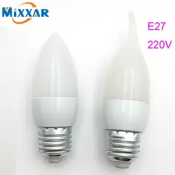 Светодиодные лампы E27 220 В свечи светодиодные лампы SMD2835 Bombilla лампада теплый белый/белый Высокое качество