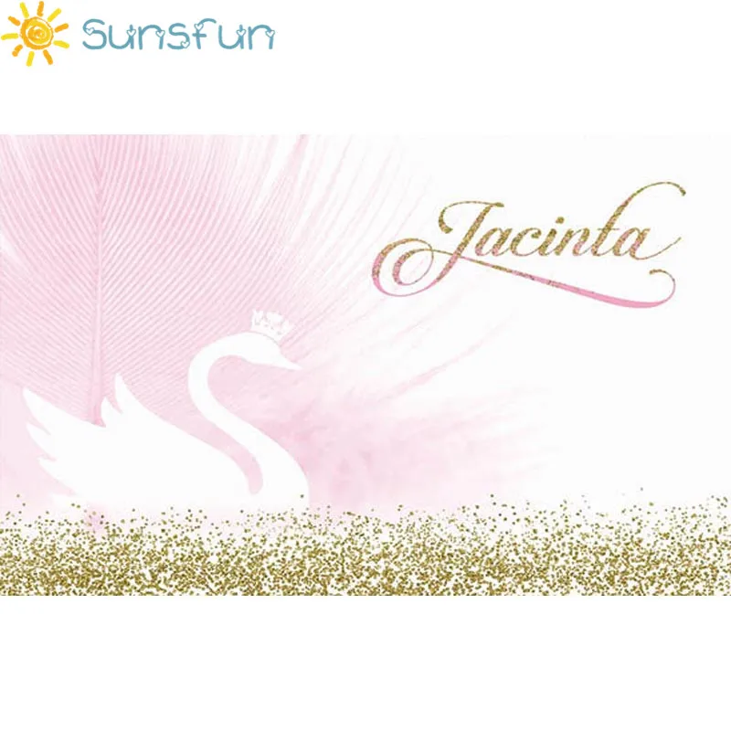 Sunsfun 7x5ft детский душ фоны розовый Лебедь с днем рождения настраиваемые фоны для фотостудии год 220x150 см