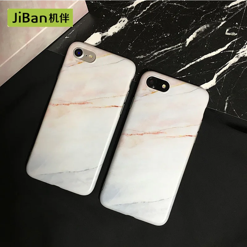 Jiban простой Коралл мрамор IMD матовая телефон оболочки для iPhone 6 6S 7 8 Plus все включено
