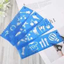 12 шт., Детские Мультяшные формы для рисования, линейка, пластиковые детские трафареты для картин, сделай сам, бумага, искусство, ремесло, карта, этикетка, скрапбук, Закладка, Educ