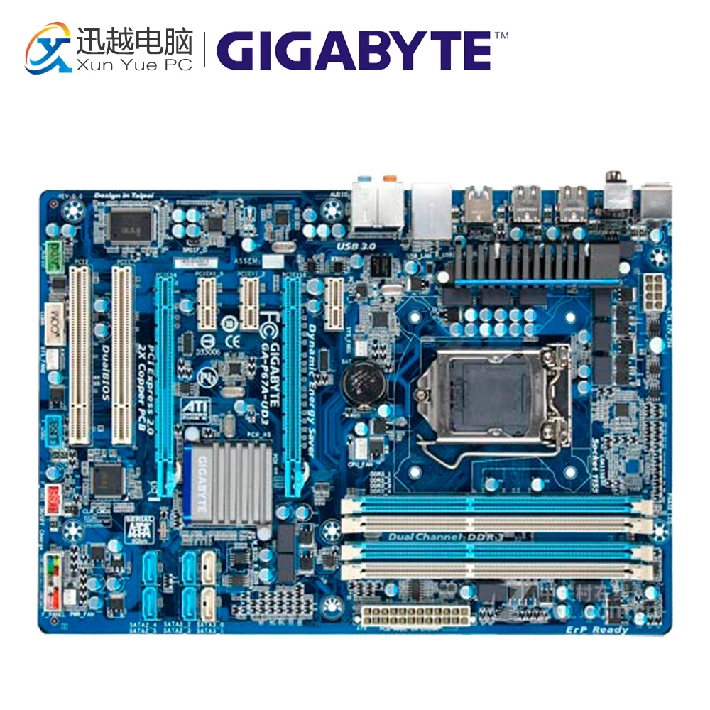 

Gigabyte GA-P67A-UD3 Desktop Motherboard P67A-UD3 P67 LGA 1155 i3 i5 i7 DDR3 32G SATA3 ATX