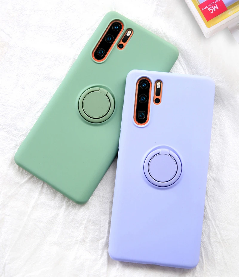 Мягкий силиконовый чехол для huawei P30 Pro P20 mate 20 Lite с металлическим кольцом, резиновый противоударный чехол для задней панели huawei P30Pro чехол P 20 30