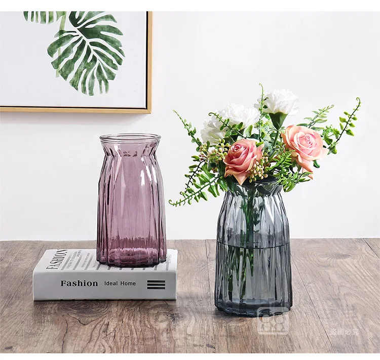 Цветные прозрачные стеклянные вазы Nordic минималистский гостиная украшения дома аксессуары гидропоники цветок вазы