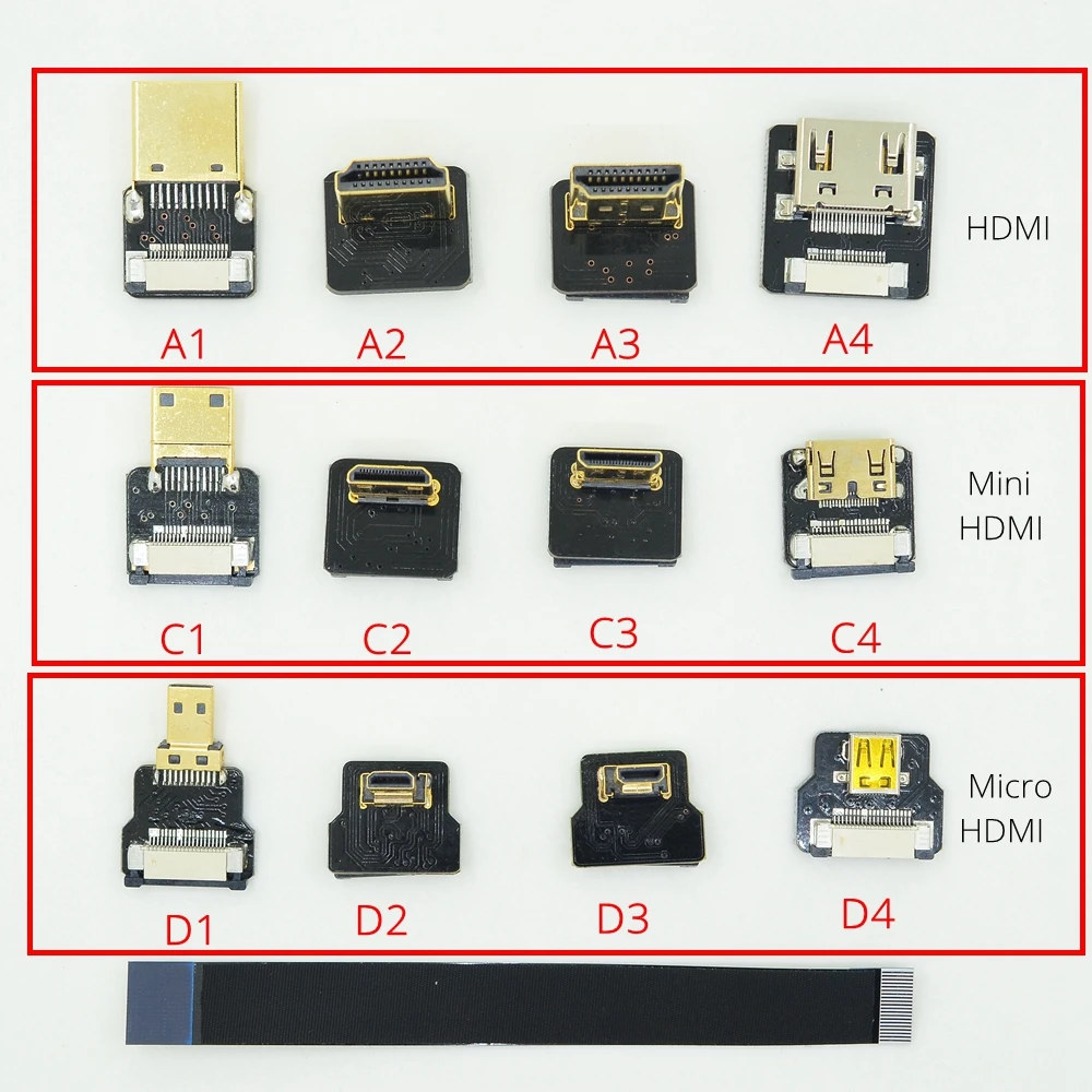 A2-C FPV Mini HDMI 90 градусов адаптер 5 см-100 см FPC ленты плоский HDMI до угла кабель шаг для Multicopter аэрофотосъемки