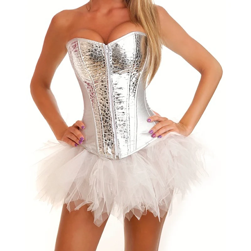 Donna Plus size lingerie burlesque corsetto con gonna tut/ù Halloween outfit set