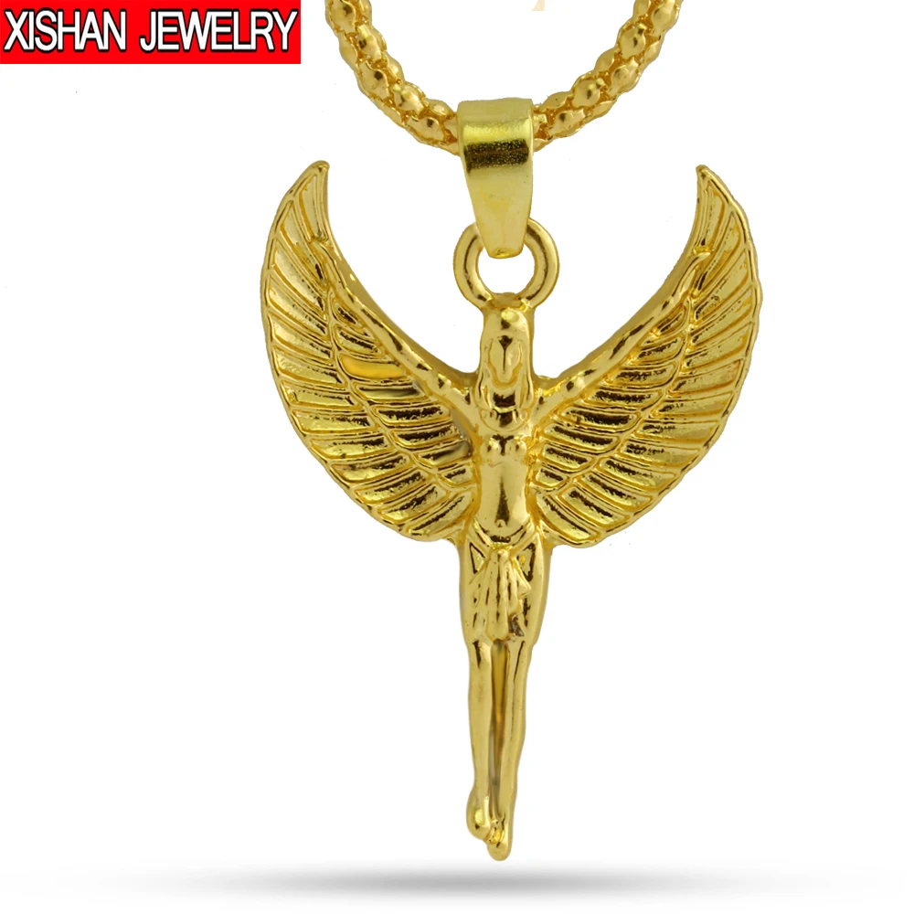 

Jewelry hip hop long necklace plated angel pendant fashion gold chain men
