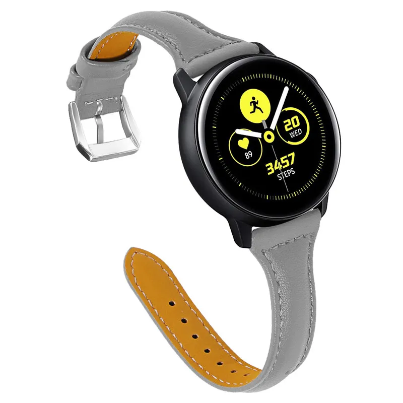 Кожаный ремешок для samsung Galaxy Watch Active/Active 2 Galaxy Watch 42 мм gear Sport 20 мм тонкий ремешок из натуральной кожи - Цвет ремешка: Grey