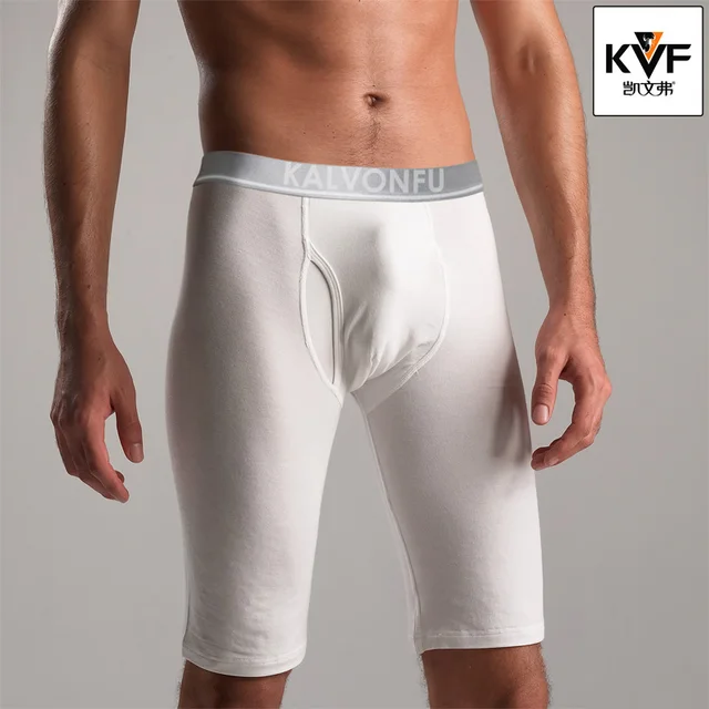 Fashion Style Men Sleep Bottoms Underwear Long Boxer Knee Length Shorts