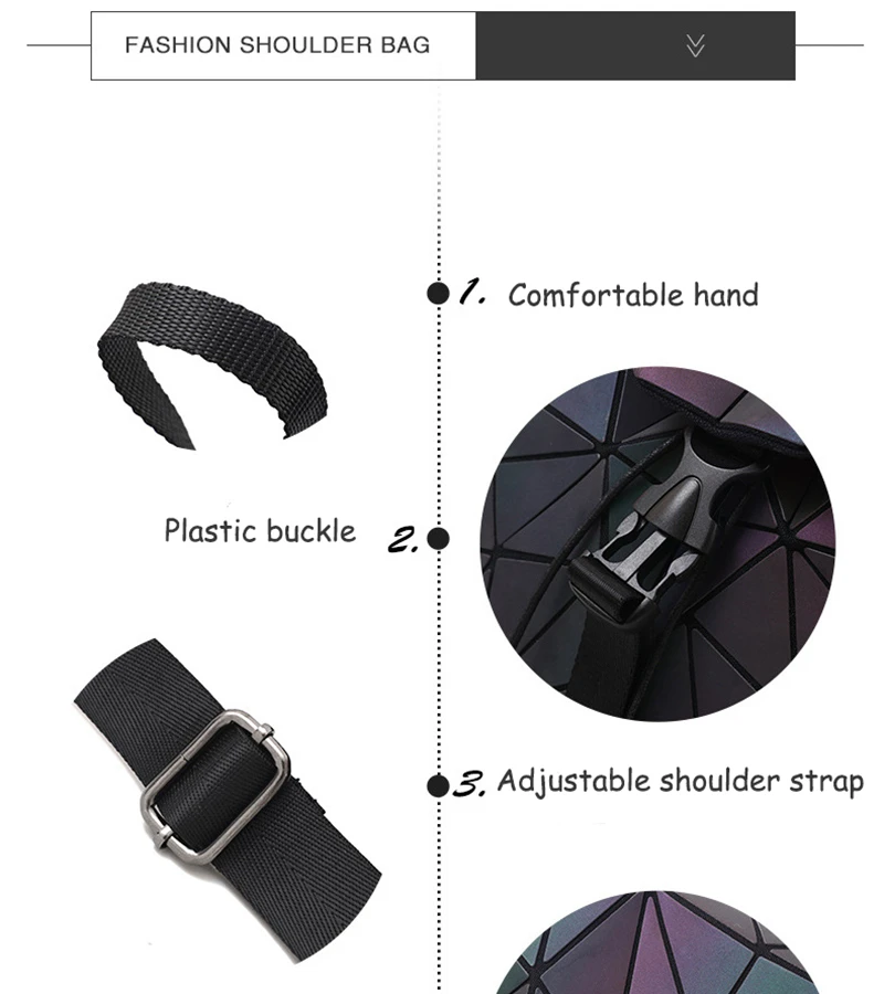 Women Laser Luminous Backpack School Hologram Geometric Fold Student School Bags For Teenage Girls holographic sac a dos (10)