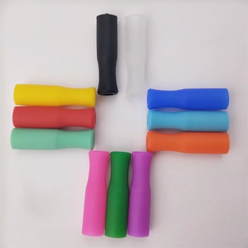 11 цветов Силиконовые наконечники для соломинки из нержавеющей стали для предотвращения столкновений зубов соломинки Крышка силиконовая трубочка советы