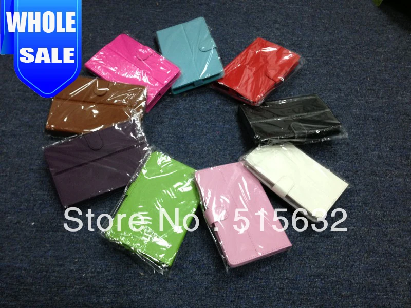 

wholesale 7 inch leather case for table PC, 7" tablet case. Multi color. 11 colors 11pcs/lot