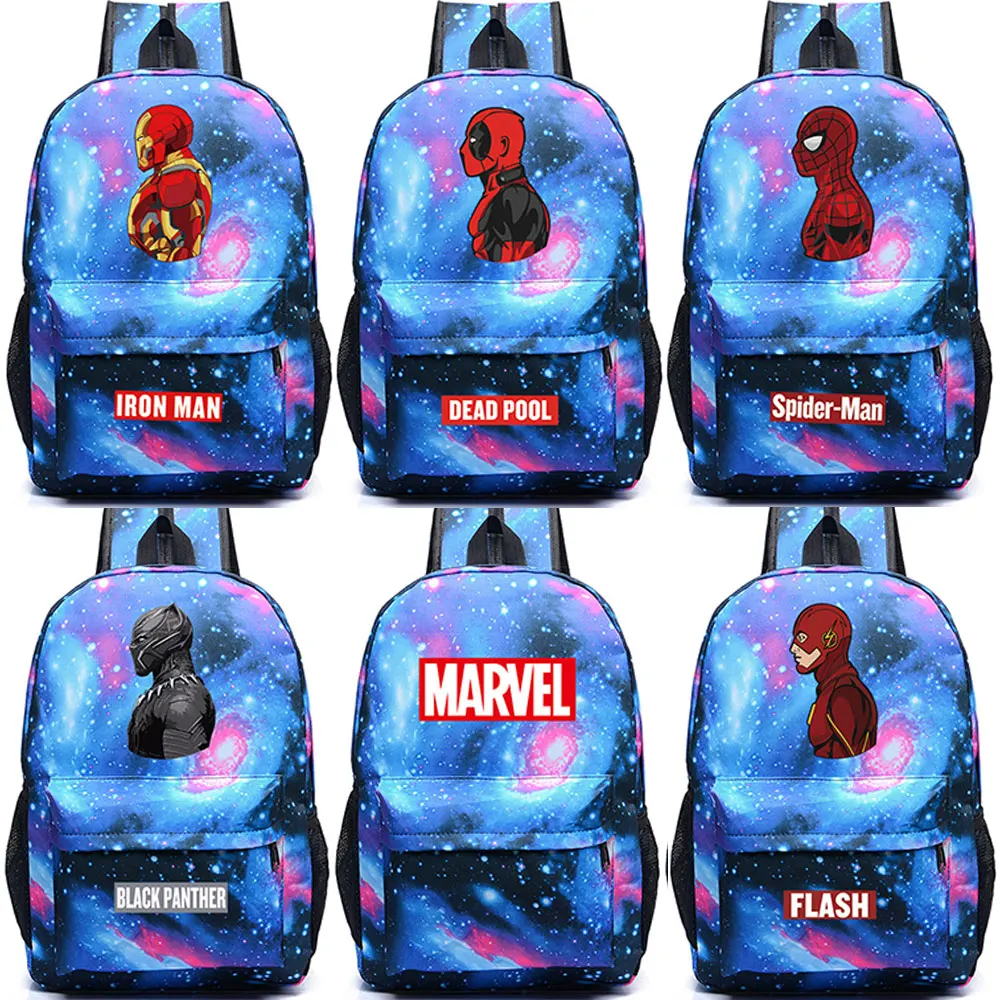 

Black Panther Spiderman Iron Man Deadpool Boy Girl School bag Women Bagpack Teenagers Schoolbags Canvas Men Student Backpacks