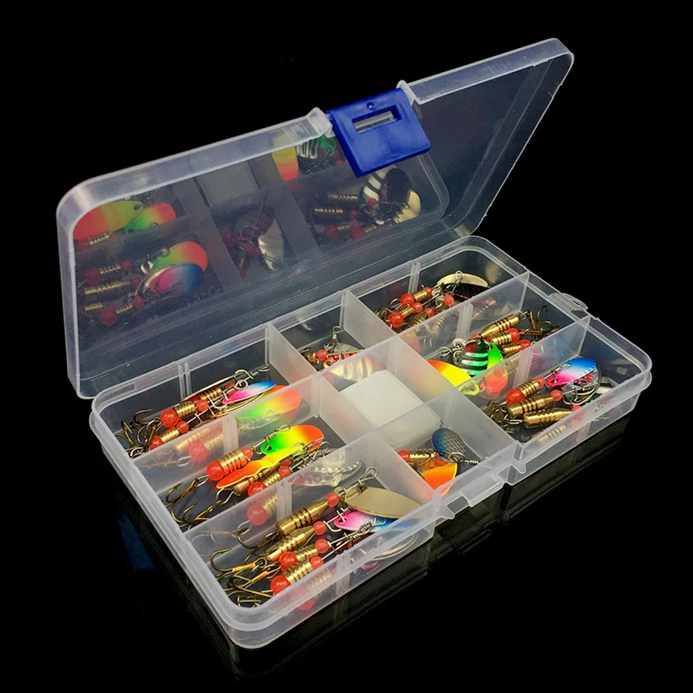 

Durable Assorted Artificial Baits Pike Accessories Trout Tackle Rotating Sequins Fishing Lures Set Hooks Boxed Metal Bass