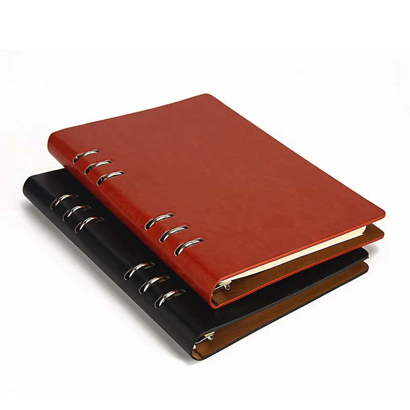 

A6/A5/B5/A4 Spiral Notebook 6 Rings Leather Hard Cover Loose Leaf Personal Travel Diary Journal Business Planner Organizer