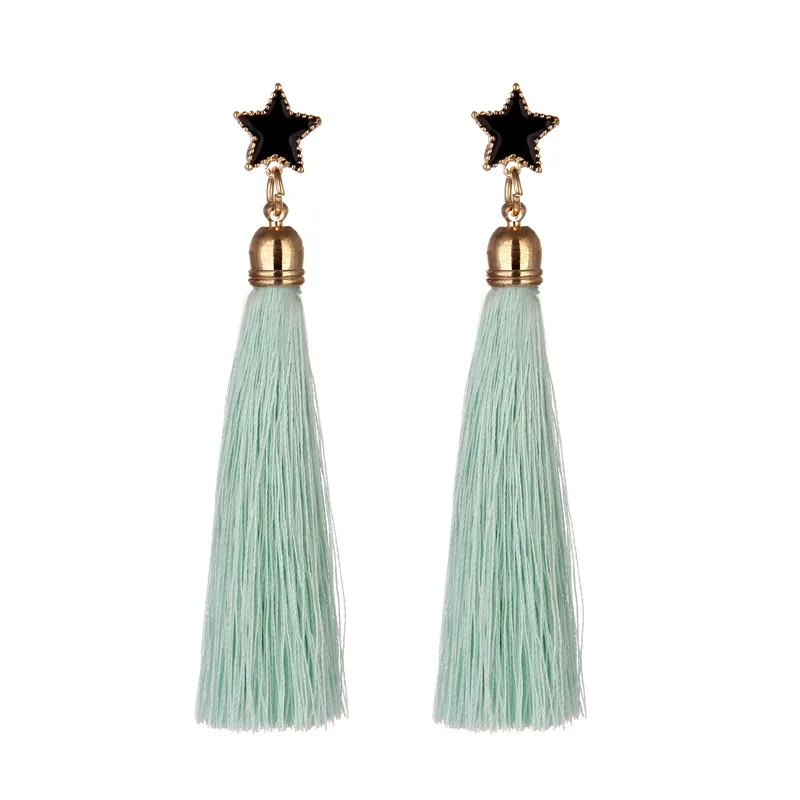 2017 New Arrival Fashion Bohemian Black Colorful Statement Star Tassel Drop Earrings For Women Ear Jewelry Bijoux Femme | Украшения и