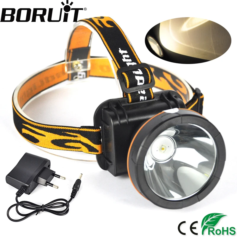 

BORUIT Powerful LED Headlamp Yellow Warm Light Headlight 2-Mode Waterproof Head Torch Built-in Battery Camping Flashlight
