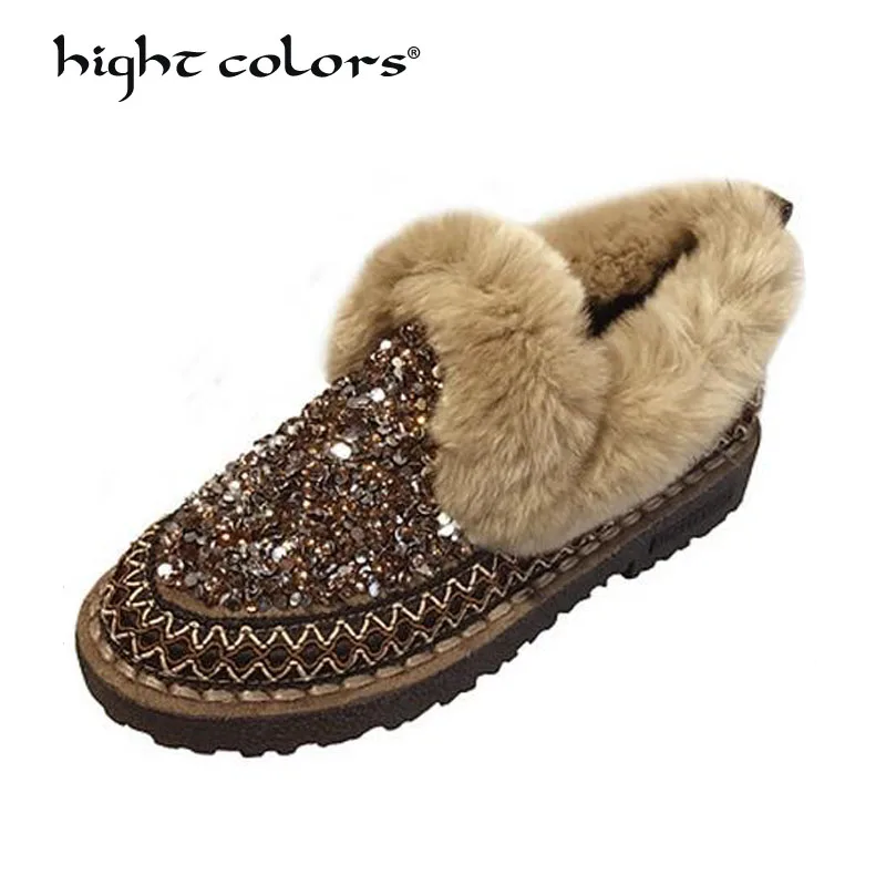 

Brand Women Winter Snow Boots Ankle Warm Fur Shoes Female Platform Non Slip Bling Boot Woman Round Toe Plus Size Ladies Shoe