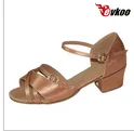 Evkoo танцевальная брендовая атласная танцевальная обувь с пряжкой для девочек, высота каблука 3 см, высокое качество, танцевальная обувь для латинских танцев для детей Evkoo-252 - Цвет: dark tan