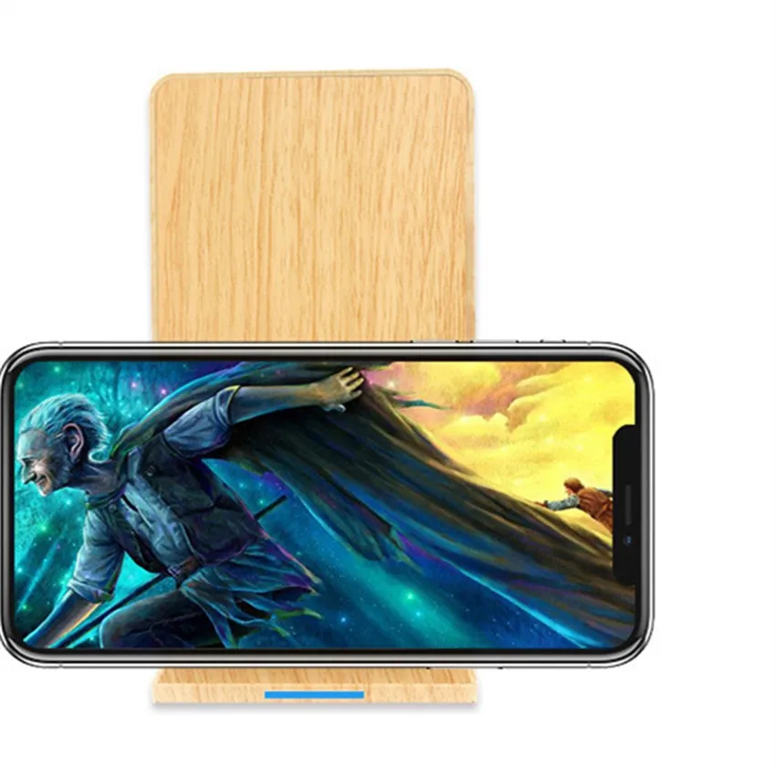 Qi Wireless Charger Induction Charging Docking Station Chargeur Bamboo Wood Charger Station For Iphone Xiaomi mi 9T Huawei P30