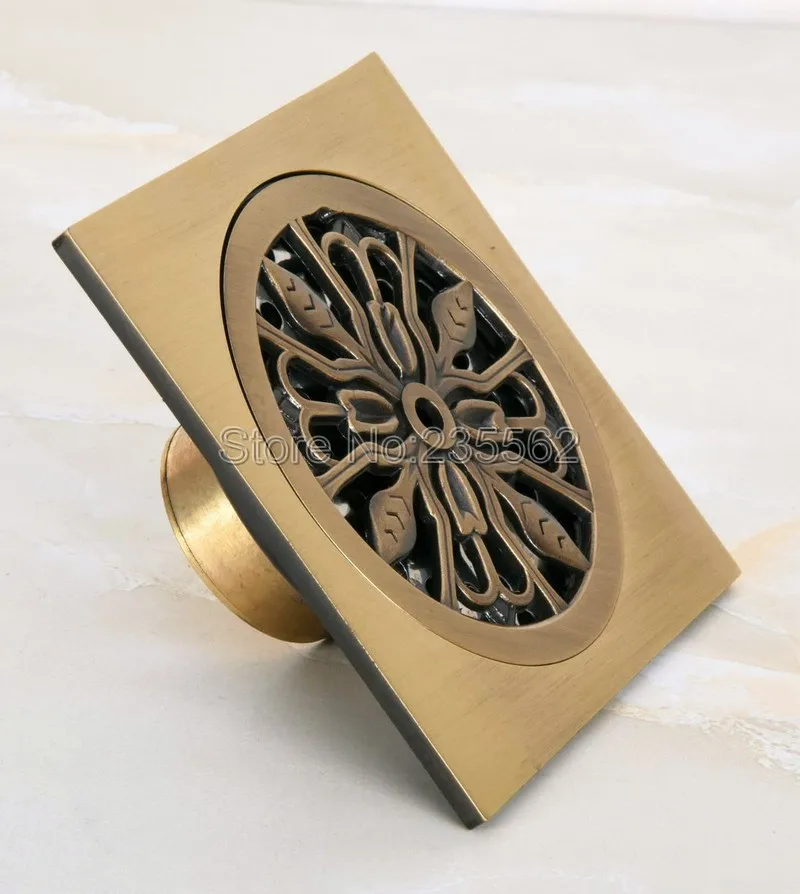 Antique Brass Square Floor Waste Grates Bathroom Shower Drain Floor