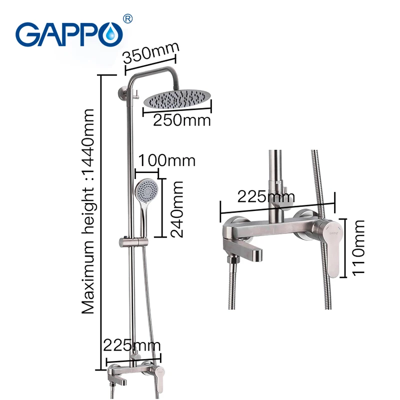 GAPPO, набор для душа, смеситель для душа, смеситель для ванной комнаты, Душевая система, ванна, раковина, водопад, кран для горячей и холодной воды