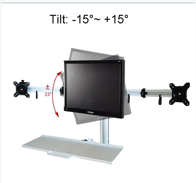 WS10 360 градусов газовая пружина Алюминий тройной Экран настенное крепление сидеть-стенд рабочая станция PS стенд 3 монитор держатель стенд с клавиатурой лоток