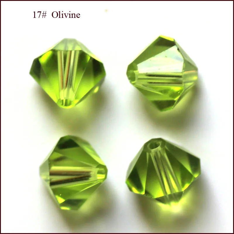 3 мм, 4 мм, 5 мм, 6 мм, 8 мм, 10 мм, 300 шт, стеклянные кристаллы, свободные граненые биконусные бусины 5301 для изготовления браслетов и ожерелий - Цвет: olivine