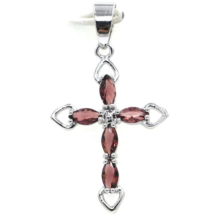 New Designed Cross Shape Purple Amethyst Ladies Present Sliver Pendant 38X21Mm huismerk kopen in de aanbieding
