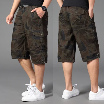 

Summer Plus size 32-44 46 48 50 men cotton Calf-Length Pants male baggy camouflage hip hop Military large Harem pants for 150 kg