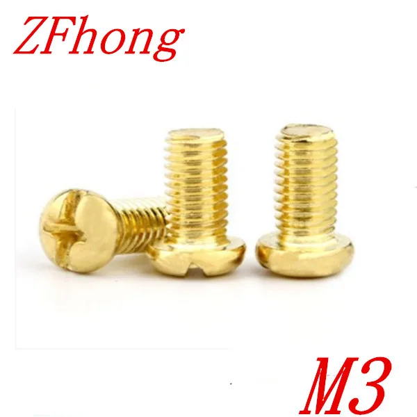 

1000pcs DIN7985 M3x4/5/6/8/10/12/14/16/20 Phillips Pure Brass Pan Head Machine Screw