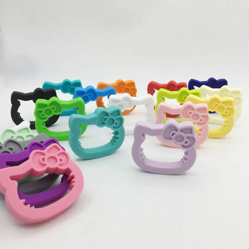 

5pcs/lot 50mm silicone Teether Large Hello Kitty Pendant Teether - Chewable, BPA-free, food-grade silicone Teether