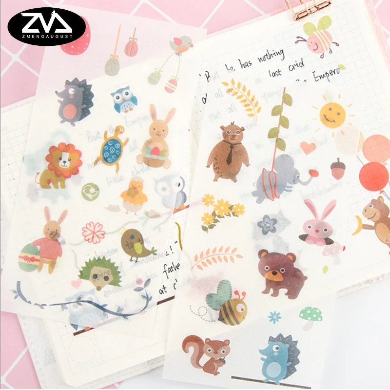 

6pcs/lot Children's environmental protection Creative Stickers Stationery Post Cartoon Label Stickers office School Supplies