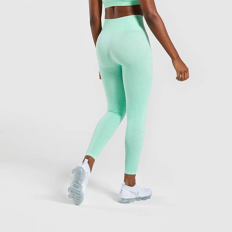 

2019 Women Knitted Seamless Patchwork Yoga Pants Running Sports Sweat Uptake Ventilation Leggings Fitness Female Gym Leggings