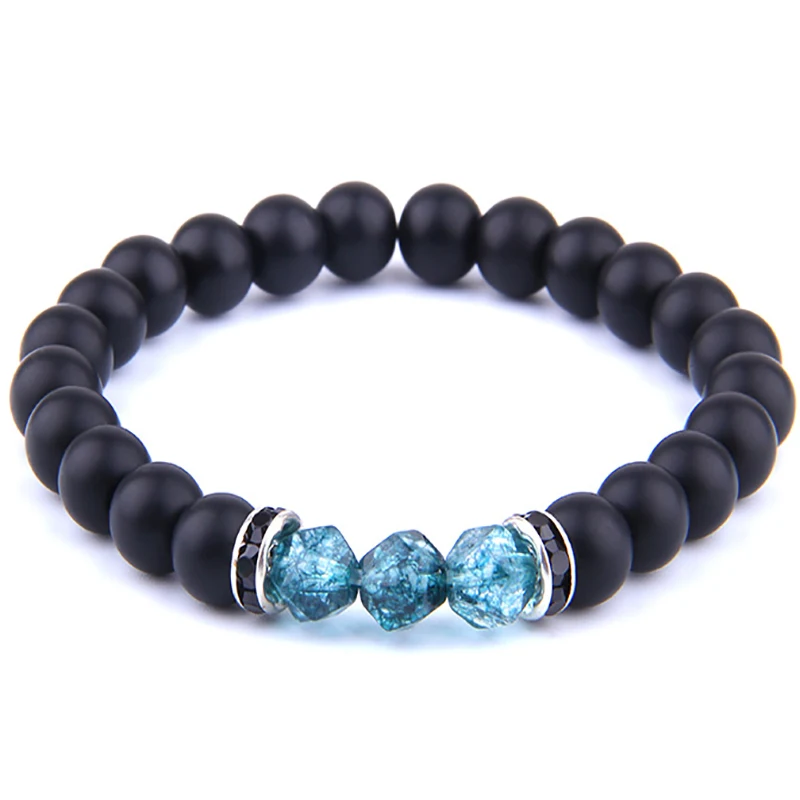 

Handmade Women Natural Black Matte Onyx Stone Beads Bracelet Fashion Faceted Kyanite Stone Bracelets for Women Men Jewelry Gifts