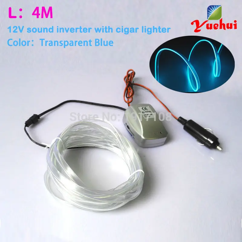 

2019 12V Inverter Sound Active 4 Meters LED Neon light 10color Optional EL Wire Glow Rope tape Tube For Car Wedding Decoration