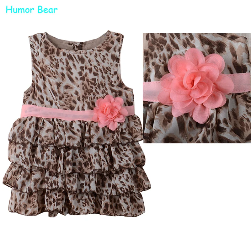 

Humor Bear  Fashion summer baby girl's leopard print short-sleeve dress cute Children's dresses Children's clothing