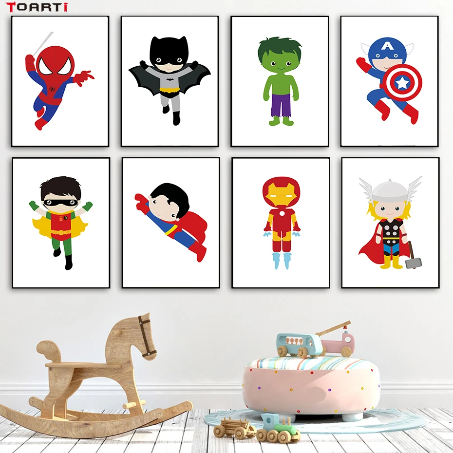 Cartoon Prints Posters Iron Man Hulk Canvas Painting On The Wall Funny Character Art Pictures For Living Room Nursery Home Decor (2)