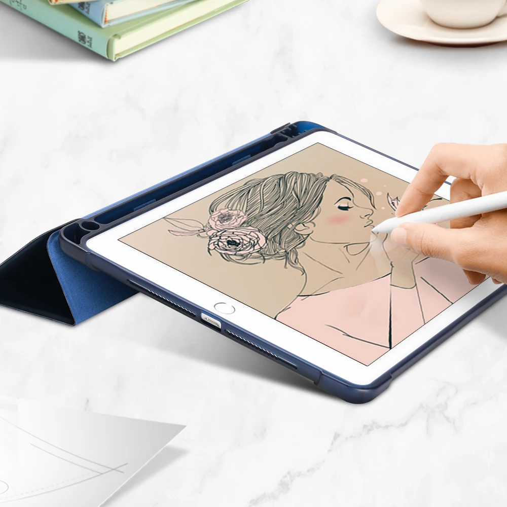 Пенал ZAIWJ с подставкой для Apple iPad 9 7 10 2 дюйма (2019 Новинка) Pro 5 Air 3 1 умный чехол из