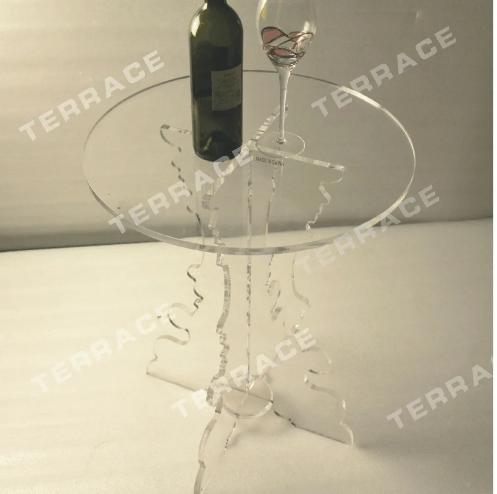 (FREE SHIPPING) Vantage Acrylic Coffee Table,Round Lucite Accent Tables Unfolded