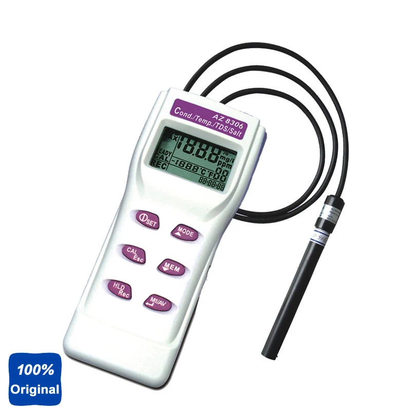 

Digital Conductivity Meter Cond./TDS/SALT Logger Meter 0~19.99, 0~199.9, 0~1999uS/cm AZ-8306