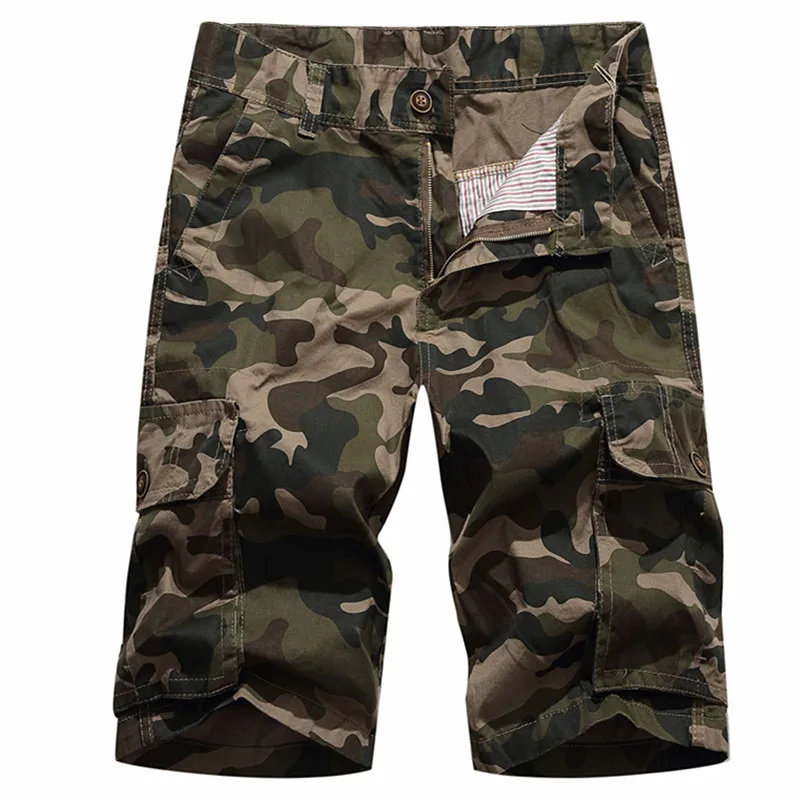 

2019 Summer New Difficult Camouflage Print Tooling Short Sleeve / Fashion Loose Straight High Quality Plus size male Shorts