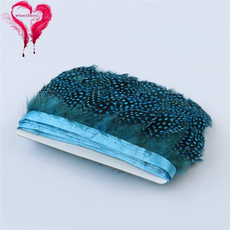 6 turquoise guinea fowl feather trims 2