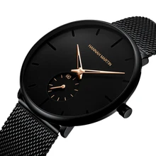 HM luxury brand men's waterproof watch men stainless steel net band small dial quartz watch relogio masculino HM luxury brand men's waterproof watch men stainless steel net band small dial quartz watch relogio masculino