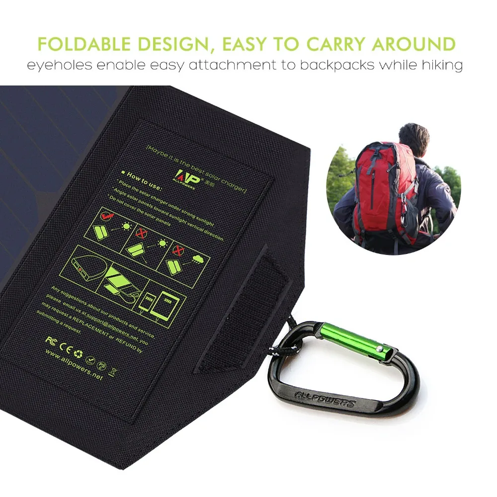 ALLPOWERS Portable Solar Panels Charger 5V USB for iPhone 6 6s 7 8 iPhone X Xr Xs Xs max iPad Air iPad mini Samsung LG HTC Sony. ALLPOWERS Portable Solar Panels Charger 5V USB for iPhone 6 6s 7 8 iPhone X Xr Xs Xs max iPad Air iPad mini Samsung LG HTC Sony.