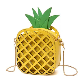 

New fashion Women Cute Handbag For Women Lovely Pineapple Girl Yellow Leather Messenger Bag Women's Fruit Handbags TZC173