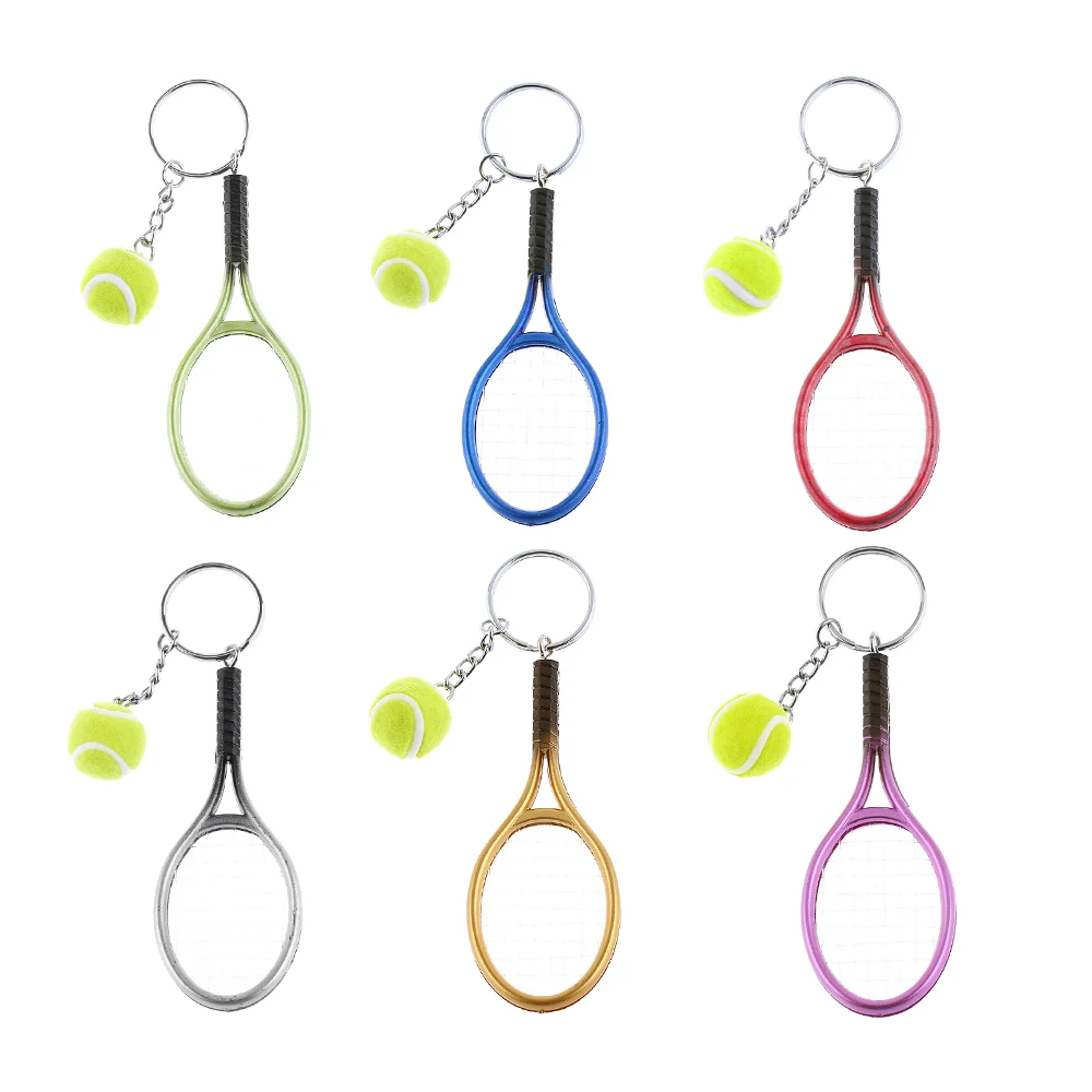 

1 Pc Mini Tennis Racket Keychain Key Ring Cute Sport Charm Tennis Ball Key Chain Car Bag Pendant Keyring Gift 6 Colors