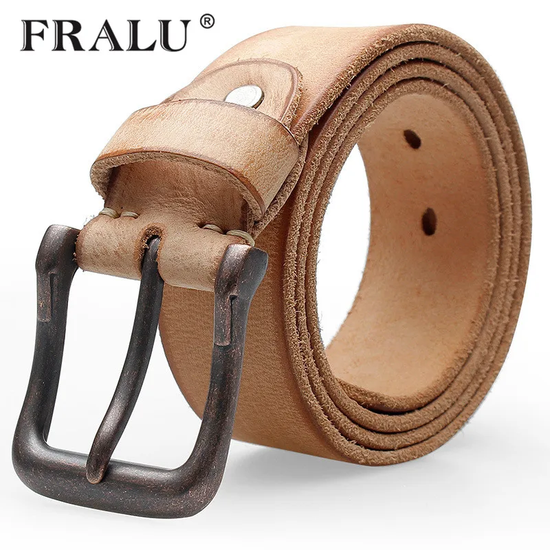 

FRALU New Vintage Genuine Leather Belt Men Belt Scrub Washed Belts Strap Leather High Quality Belts cinturon hombre