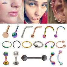 Starbeauty 5 sztuk/partia fałszywy nos pierścień przegroda sutek Helix Piercing języka Daith ucha Piercing Tragus Piercing zestaw kolczyków biżuteria(China)